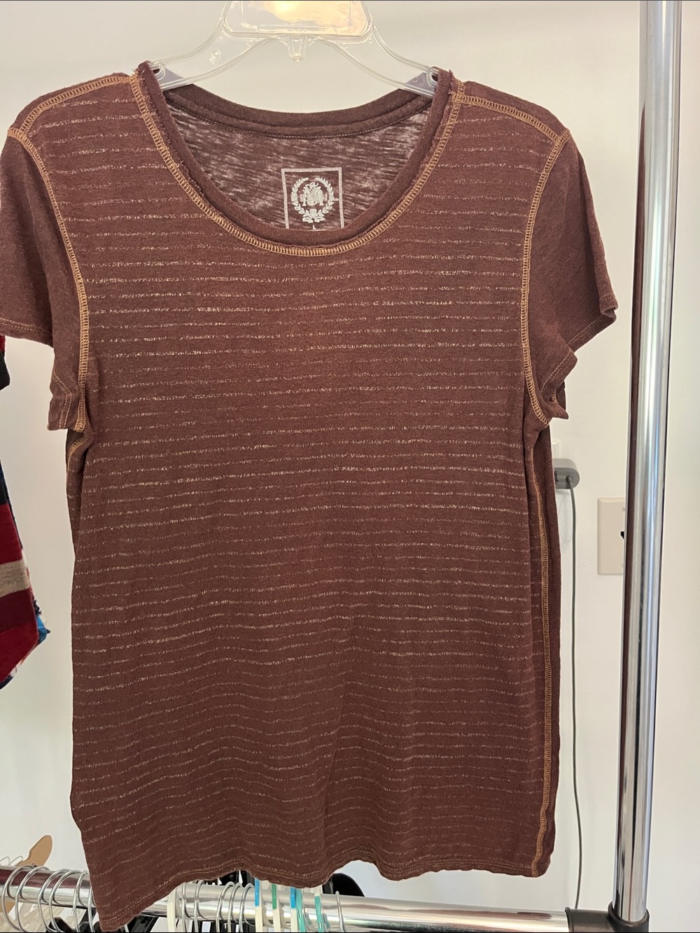 Robert Graham Brown Short-Sleeve Stripe Detail Tee